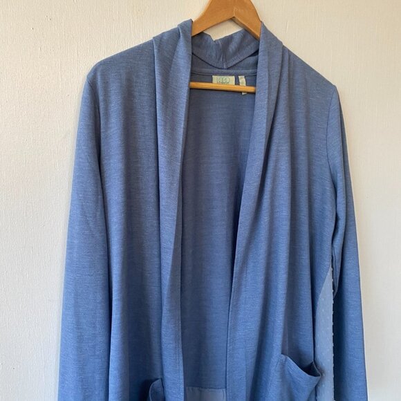 Logo Lounge Lori Goldstein Cardigan Womens Small Blue Open Front Mixed Material - Picture 3 of 9